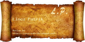 Lincz Patrik névjegykártya
